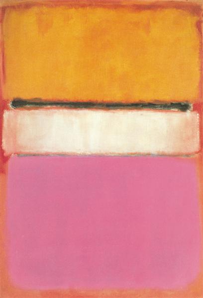 White Center (Yellow, Pink and Lavender on Rose) 1950 oil Private Collection
