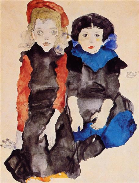Two Little Girls, Egon Schiele 1911