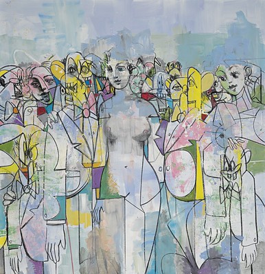 George Condo, Day of the Idol 2011 (Christie’s, New York - Acrylic, charcoal and pastel on linen, 172.7 x 167.6 cm) Gandalf's Gallery