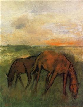 Two Horses in a Pasture c.1871