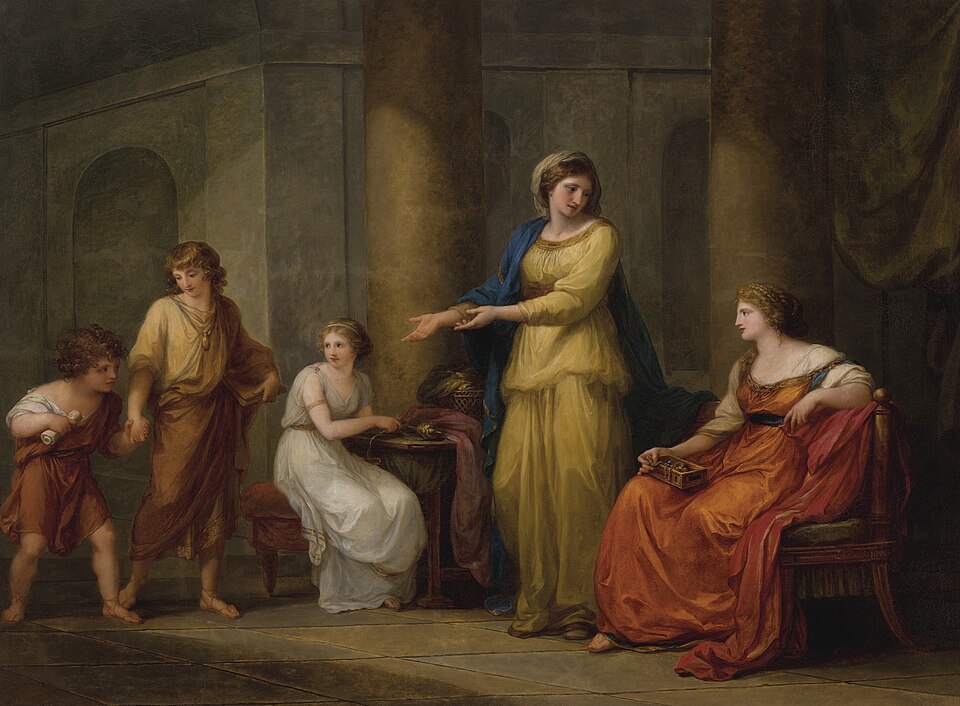 Cornelia, Mother of the Gracchi, Pointing to her Children as Her Treasures (1785) by Angelica Kauffman